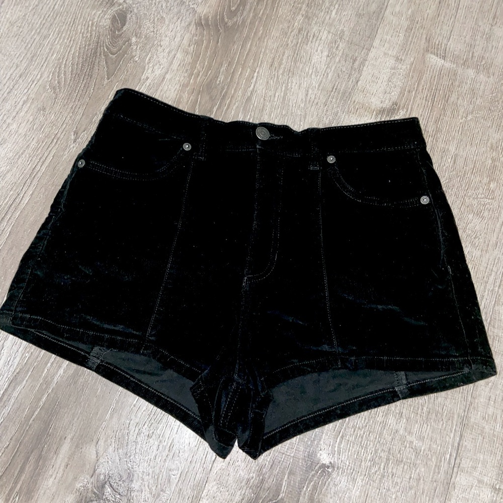 Free People Black Corduroy Mini Shorts